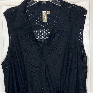 Emma & Michelle 20W sleeveless black lace dress